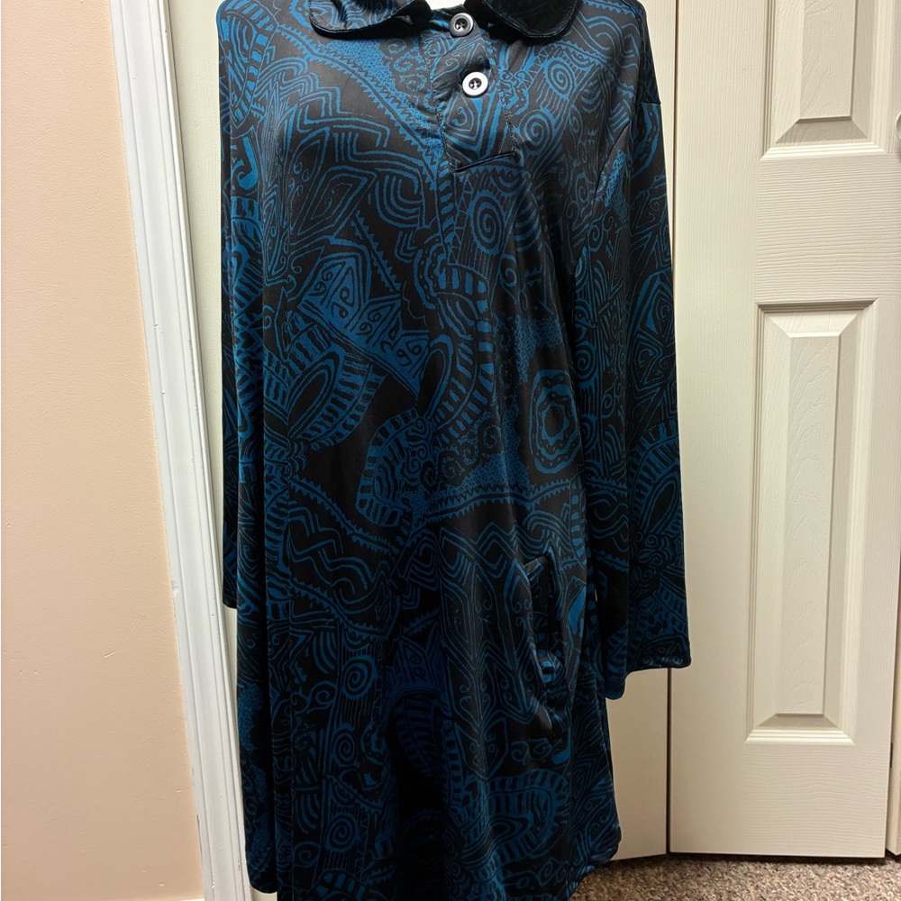 R&B Collection Size 3X Teal/Dark Brown Patterned Maxi Dress
